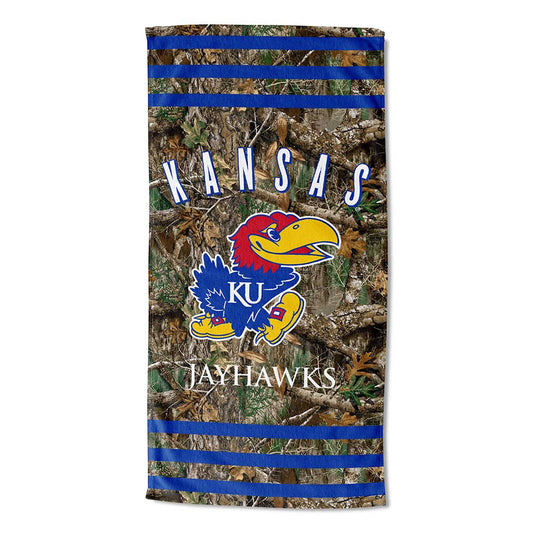 Realtree Northwest NCAA Kansas Jayhawks Camo Beach Towel - Realtree EDGE