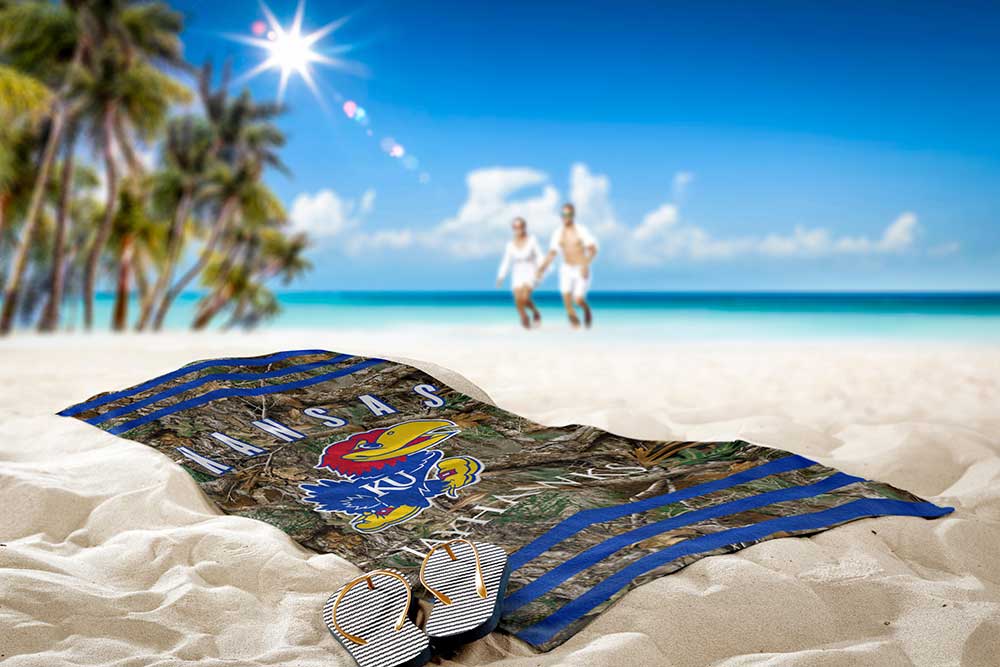 Realtree Northwest NCAA Kansas Jayhawks Camo Beach Towel - Realtree EDGE