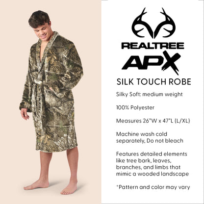 Realtree Northwest Men’s Silk Touch Camo Robe - Realtree APX