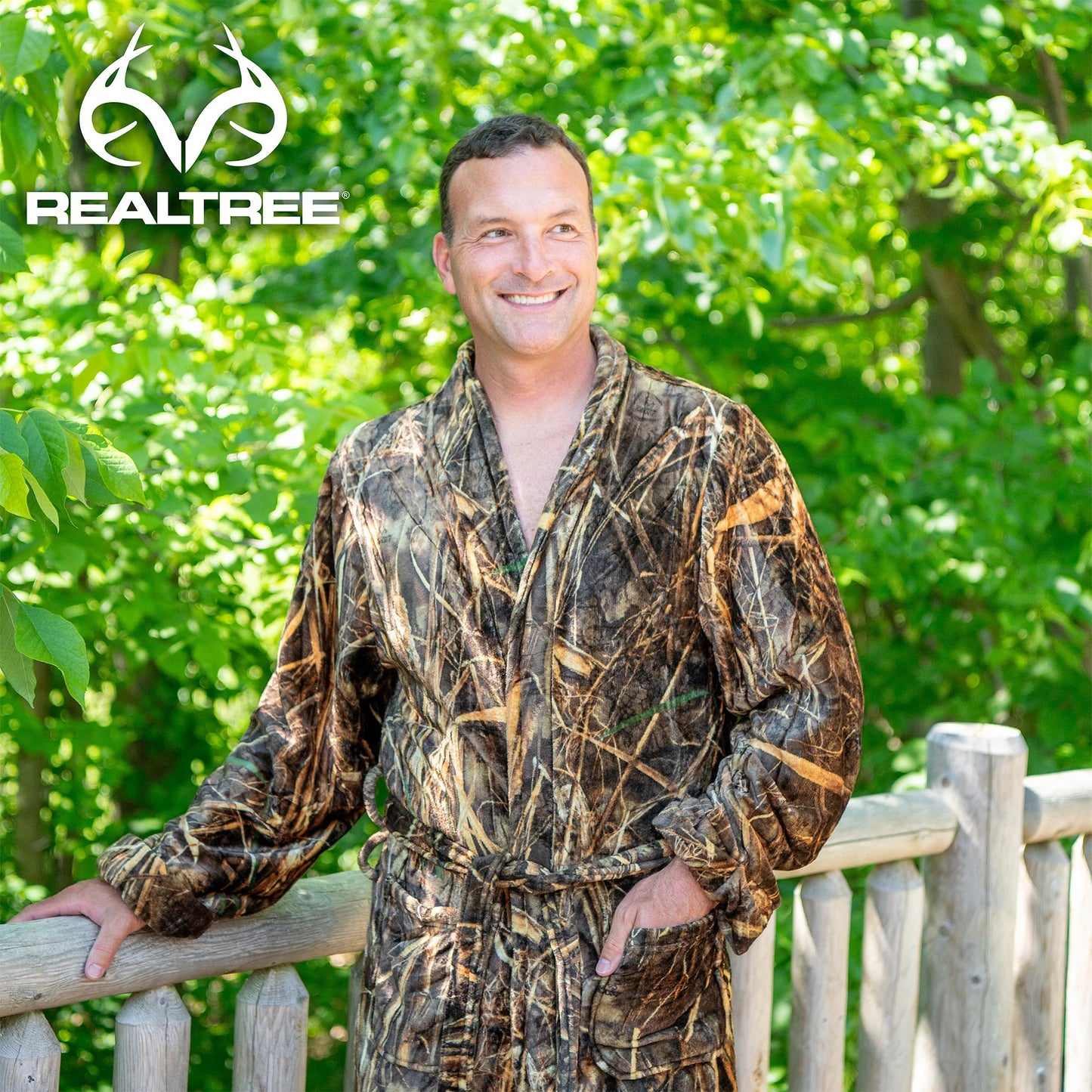 Realtree Northwest Men’s Silk Touch Camo Robe - Realtree MAX-7