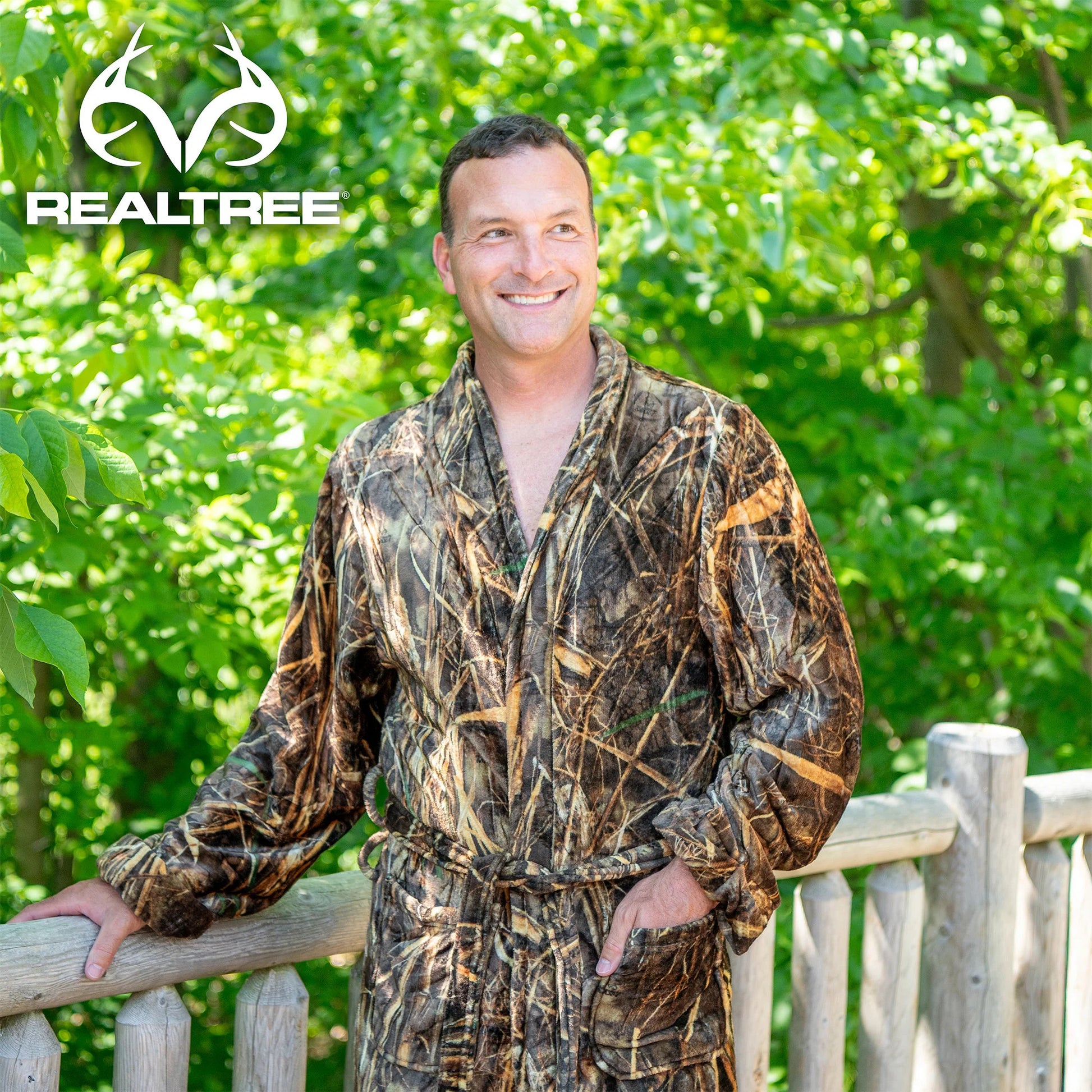 Realtree Northwest Men’s Silk Touch Camo Robe - Realtree MAX-7