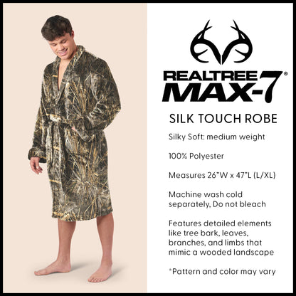 Realtree Northwest Men’s Silk Touch Camo Robe - Realtree MAX-7