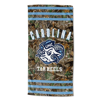 Realtree Northwest NCAA UNC Tar Heels Camo Beach Towel - Realtree EDGE