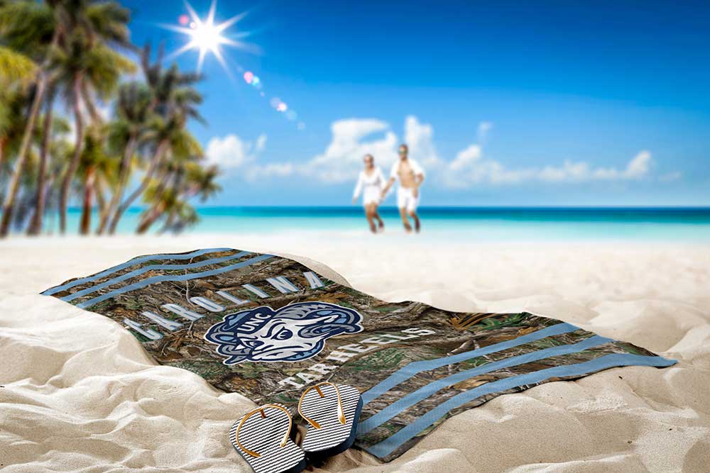 Realtree Northwest NCAA UNC Tar Heels Camo Beach Towel - Realtree EDGE